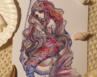 Mermaid of the Oyster - A5 Art Print