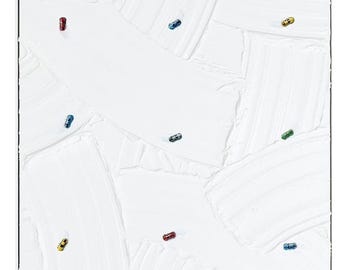 3D Car Painting – Textured Snowdrift Art, Winter Road Race