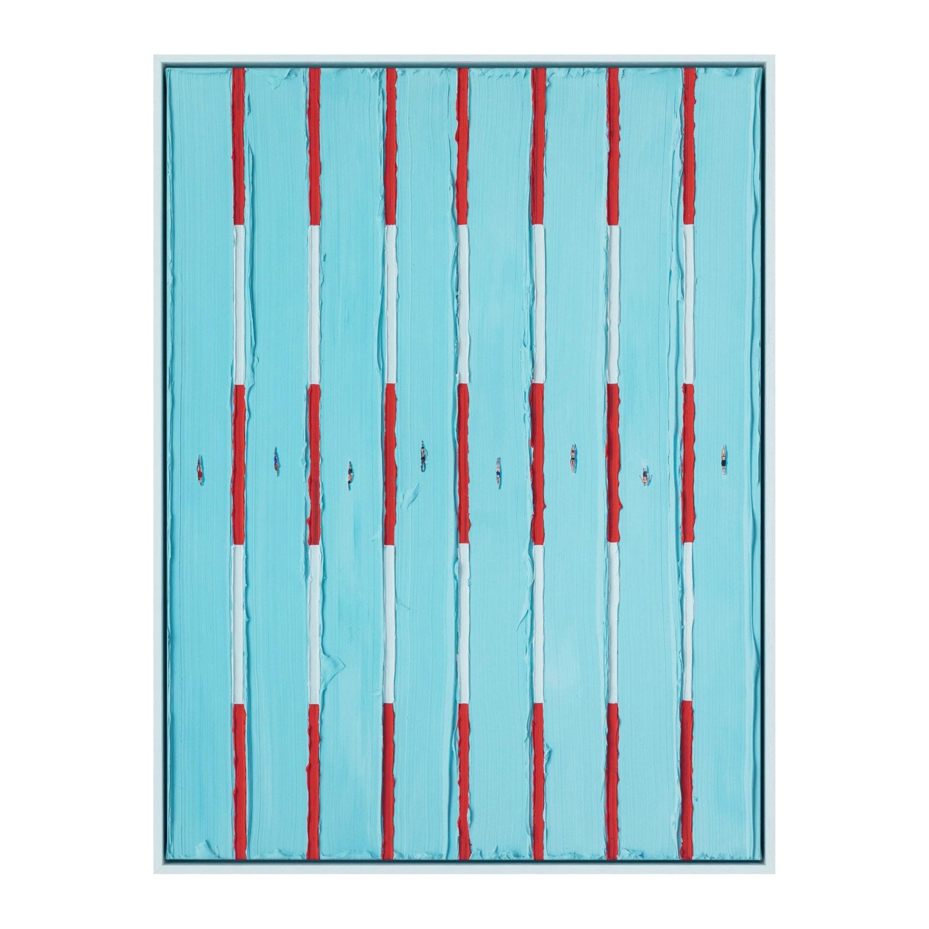 Swimmer Wall Art – Textured Olympic Pool Painting | Modern
