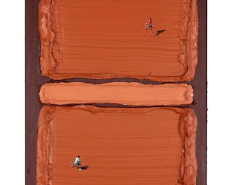 Clay Tennis Art ‘Let’s Clay’ – Red Court Textured Impasto Painting, Handmade Acrylic Sports Wall Art, Gift for Coach or Athlete