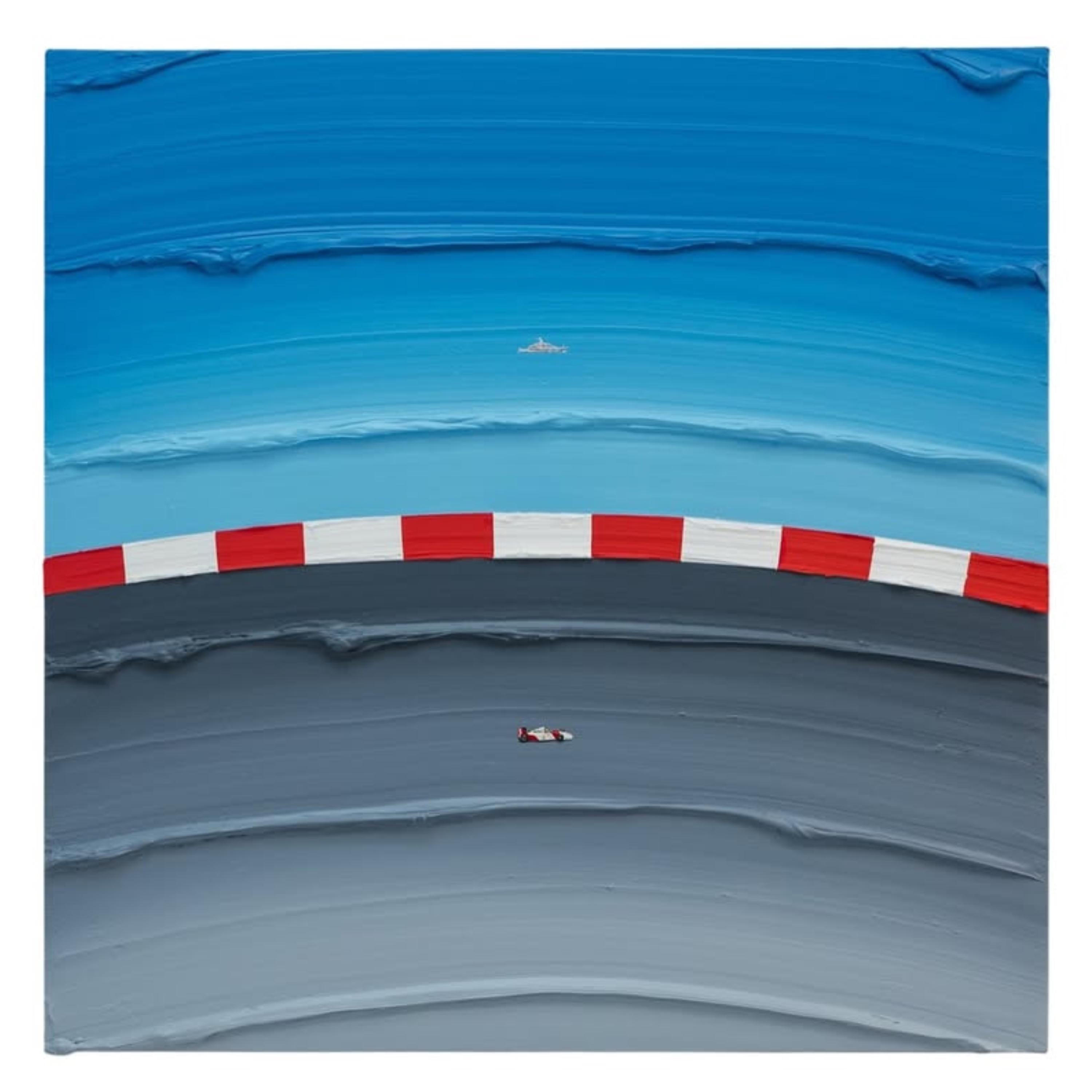 Monaco F1 Wall Art – Formula 1 Racing Canvas, Textured Motorsport Painting, Race Car Decor