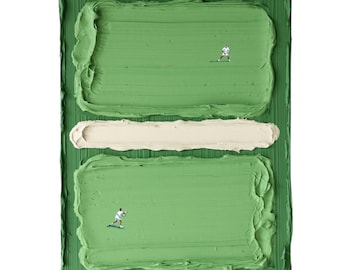 Tennis Wall Art – Textured Sage Green Painting – Modern Sports Decor for Fans & Athletes