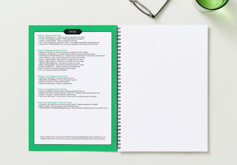 60 Essential Excel Formulas Cheat Sheet | Printable Excel Guide PDF ...