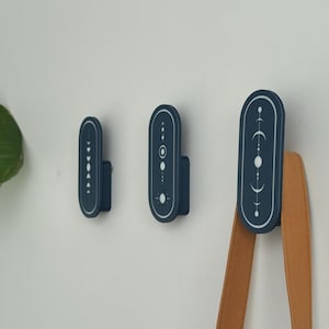 Moon Phase Wall Hook – Celestial Coat & Bag Hanger | Planet and Star Inspired | Modern Wall Hook | Space-Themed Decor | Invisible Mount