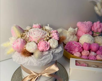 Handmade Soy Wax Candle Bouquet – Unique Floral Gift Box for Home Decor