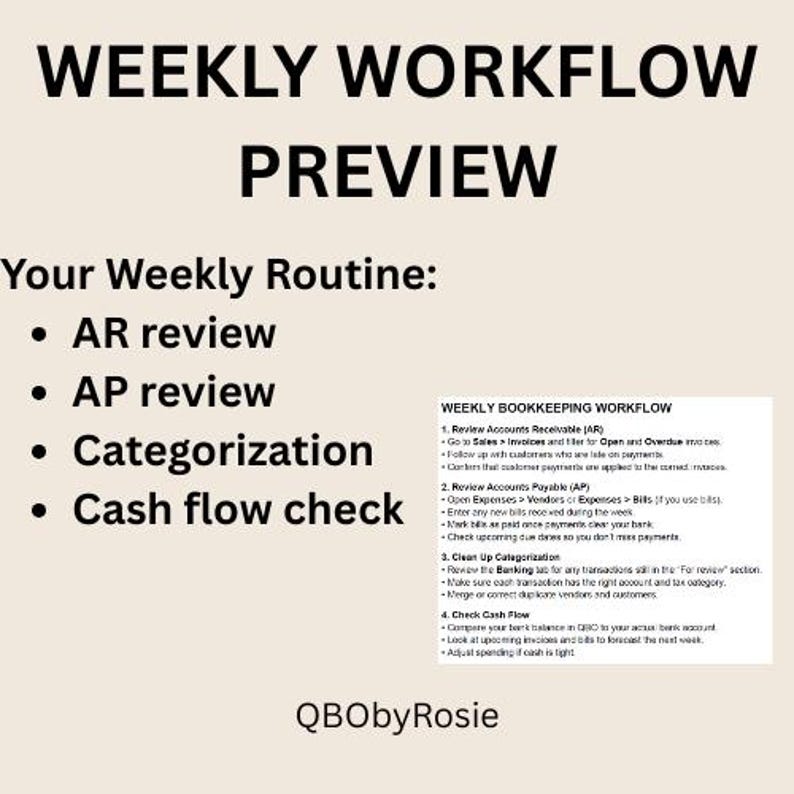 QuickBooks Online Bookkeeping Checklist - Small Business Workflow (PDF) image 4