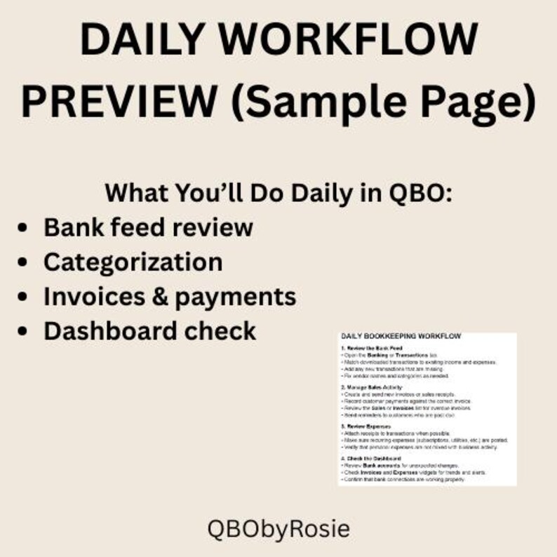 QuickBooks Online Bookkeeping Checklist - Small Business Workflow (PDF) image 3