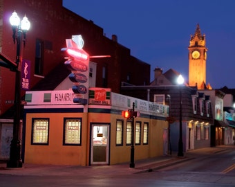 Bowling Green Ohio Photo Print, Corner Grill, Americana Art