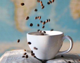 Whimsical Coffee Bean Photography Print, Coffee Lovers Gift