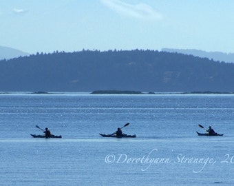 Blue, water, boats, art Photography, Blue, water, boats, quiet mood, contemplative, mountain, water landscape, kayakers