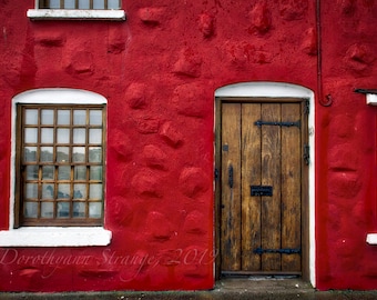 Red house, welcome, art photography, RightOnStrange, door, window, door and window, colorful, wall decor