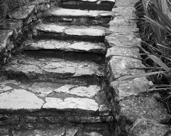 Stone stairs, Outdoors stairway, black and white photography, beach atmosphere, rustic, travel, unique outdoors photo, New Zealand