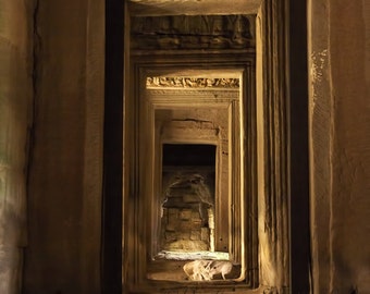 Fotografía artística, Zen, templo camboyano, templo de Bayon, religioso, templo antiguo, meditación, hindú, budista, tonos dorados