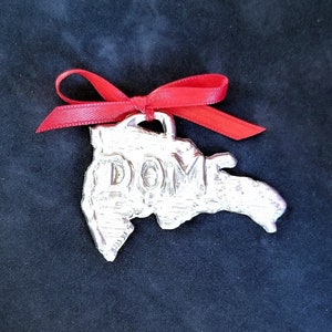 Pewter Dominican Republic Ornament (DOM), Made in America