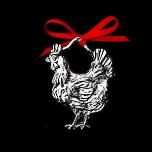 Hen Pewter Chicken Ornament