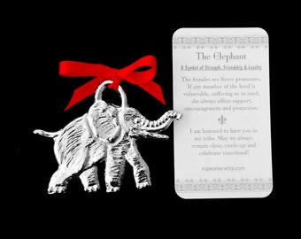 Pewter Elephant Ornament With Story