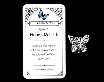 Butterfly, Symbol of Hope & Rebirth, Pewter Pocket Charm