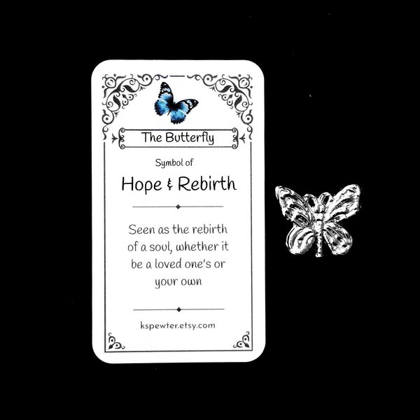 Butterfly, Symbol of Hope & Rebirth, Pewter Pocket Charm