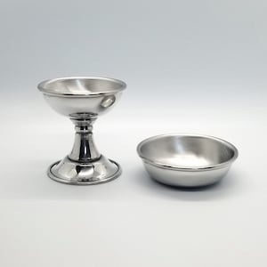 Small Nightcap Set, One Pewter Goblet (holds 1.75 oz.) and One Snack Bowl
