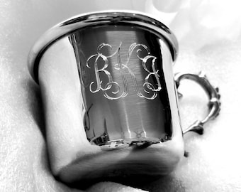 Handmade Pewter Baby Cup, Free Monogram Engraving Included
