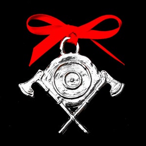 Axe Throwing Pewter Ornament