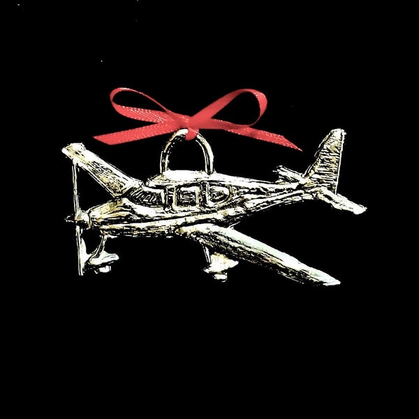 Pewter Airplane Low Wing Piper Archer Ornament