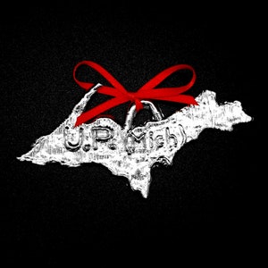 Pewter Upper Peninsula of Michigan Ornament, &quot;U.P. (Mich)&quot;