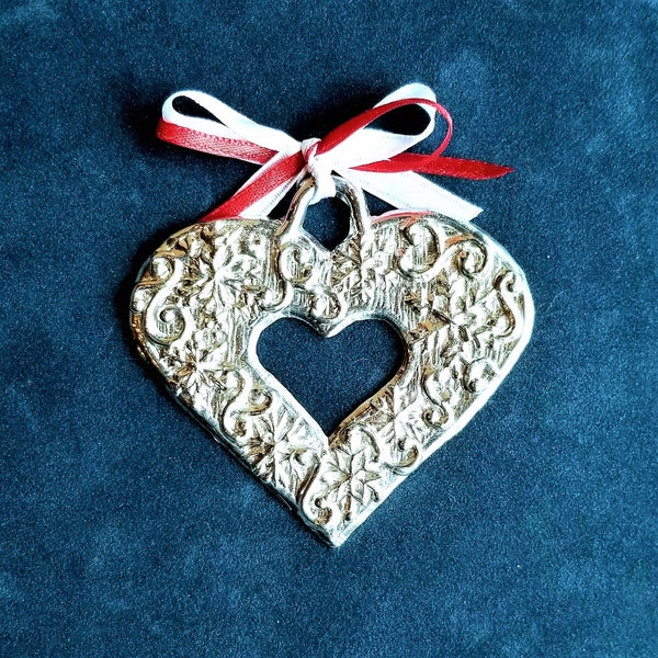 Winter Bliss Pewter Heart Ornament