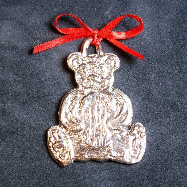 Pewter Teddy Bear Ornament Etsy