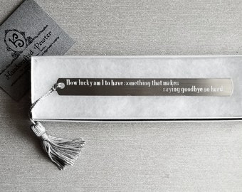 How lucky am I to have something that makes saying goodbye so hard. - A. A. Milne, Pewter Bookmark