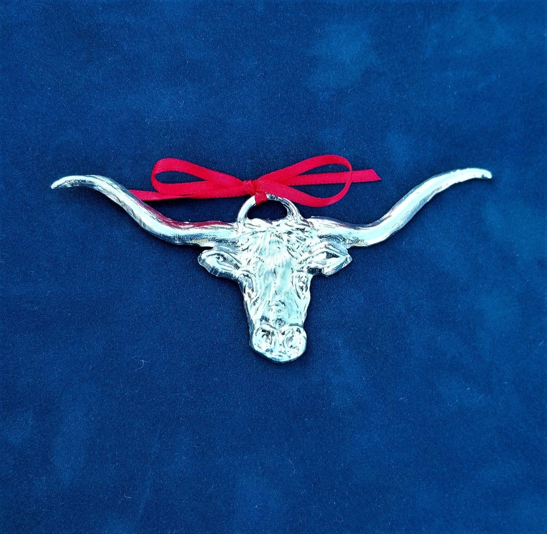 Pewter Texas Longhorn Ornament Etsy