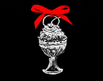 Ice Cream Sundae Pewter Ornament