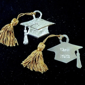 Graduation Cap with Tassel, Engraved Pewter Ornament