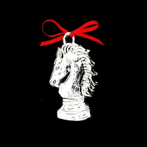 Pewter Knight Chess Ornament