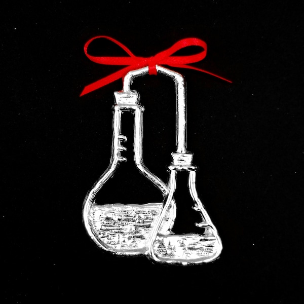 Pewter Chemistry Volumetric Flasks Ornament