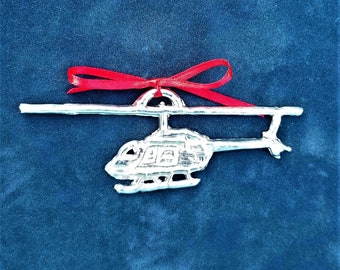 Pewter Helicopter Ornament