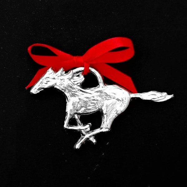 Running Horse Mustang Pewter Ornament