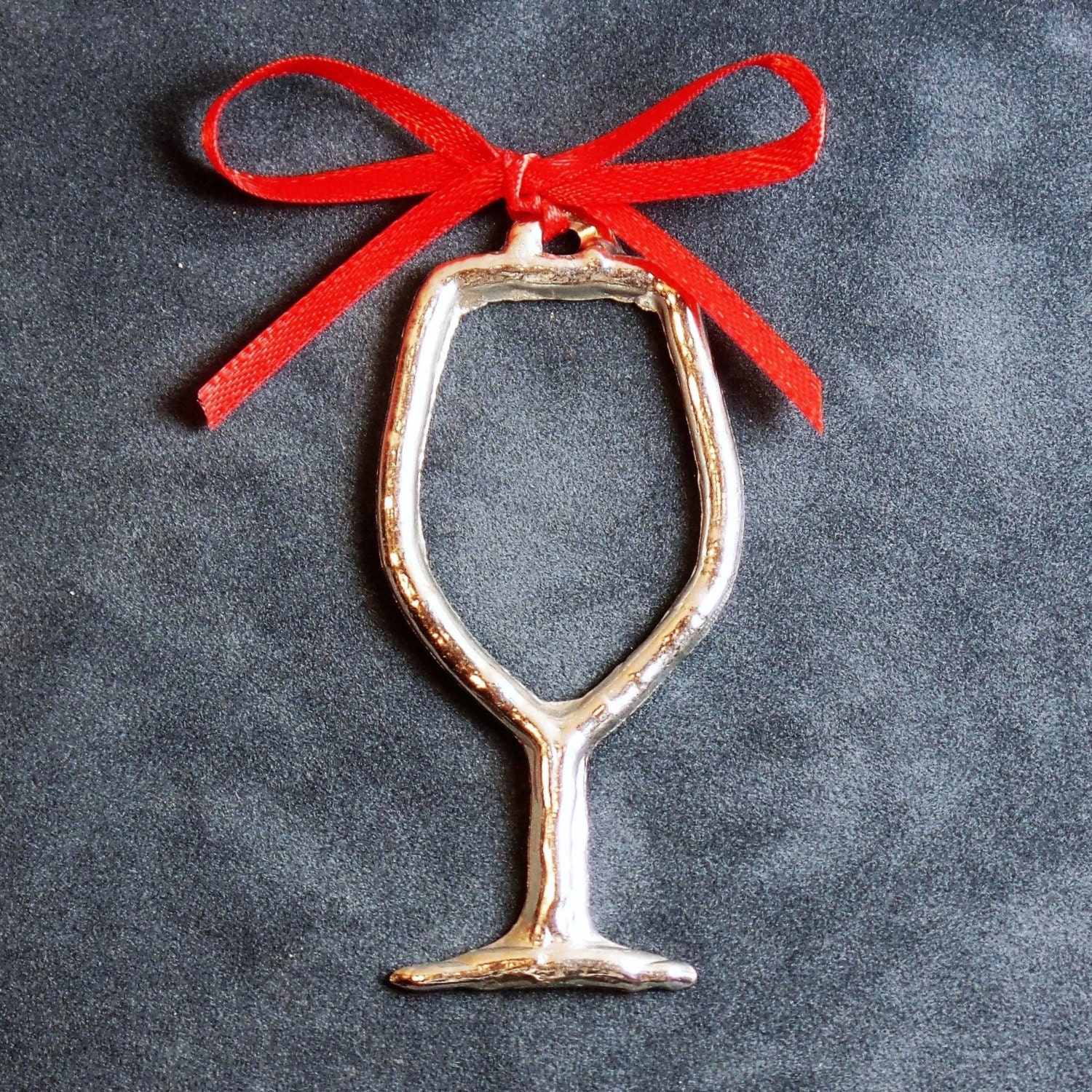 Wine Glass Pewter Ornament Etsy