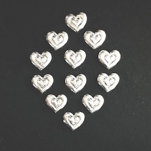 Pewter Pocket Hearts, Set of Twelve, Heart within a Heart