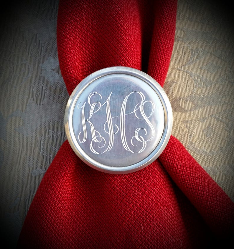 Personalized Engraved Monogram Pewter Napkin Ring Etsy