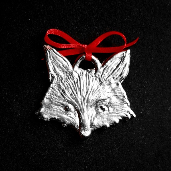 Pewter Fox Face Ornament