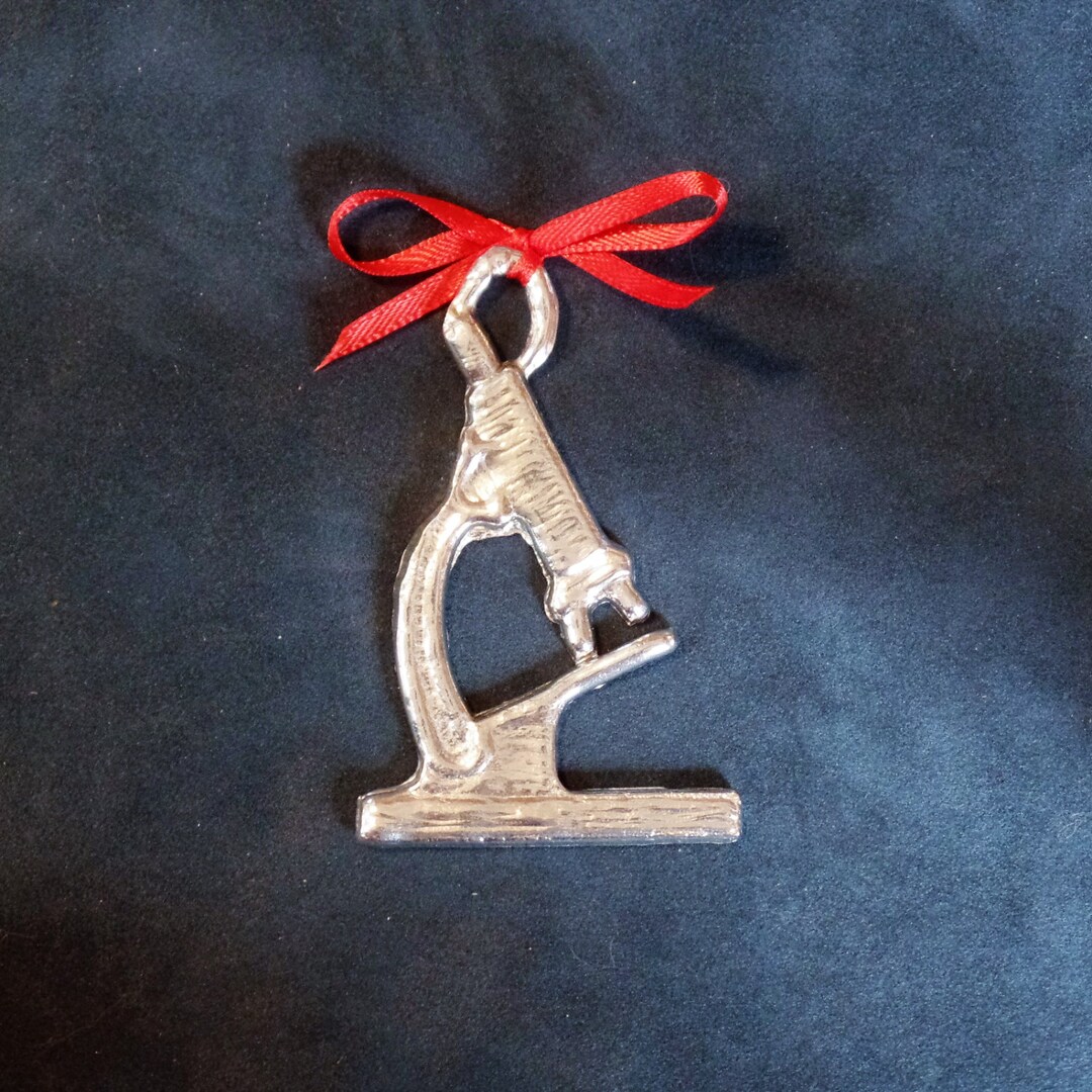 Pewter Microscope Ornament Etsy