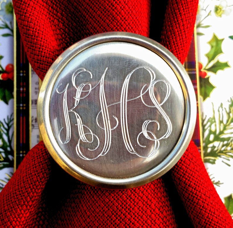 Personalized Engraved Monogram Pewter Napkin Ring Etsy