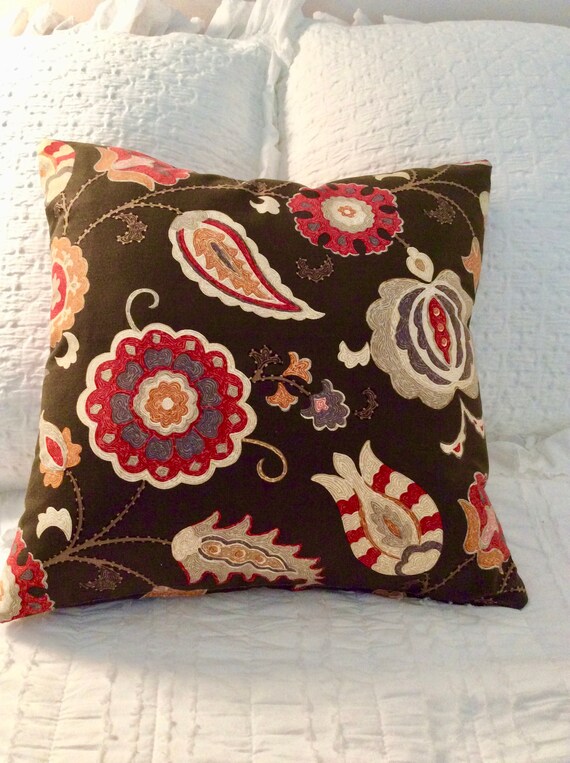 Decorative Designer Floral 20 X 20 Accent Pillow Cover Brown Etsy