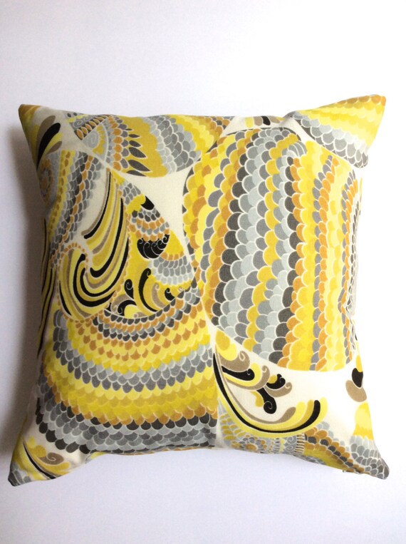 Decorative Black Yellow And White Designer 18 X 18 Accent Etsy