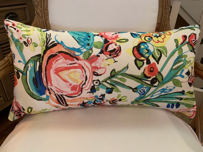 Whimsical Floral Accent Lumbar Pillow 14x26 Bedroom Pillow Etsy