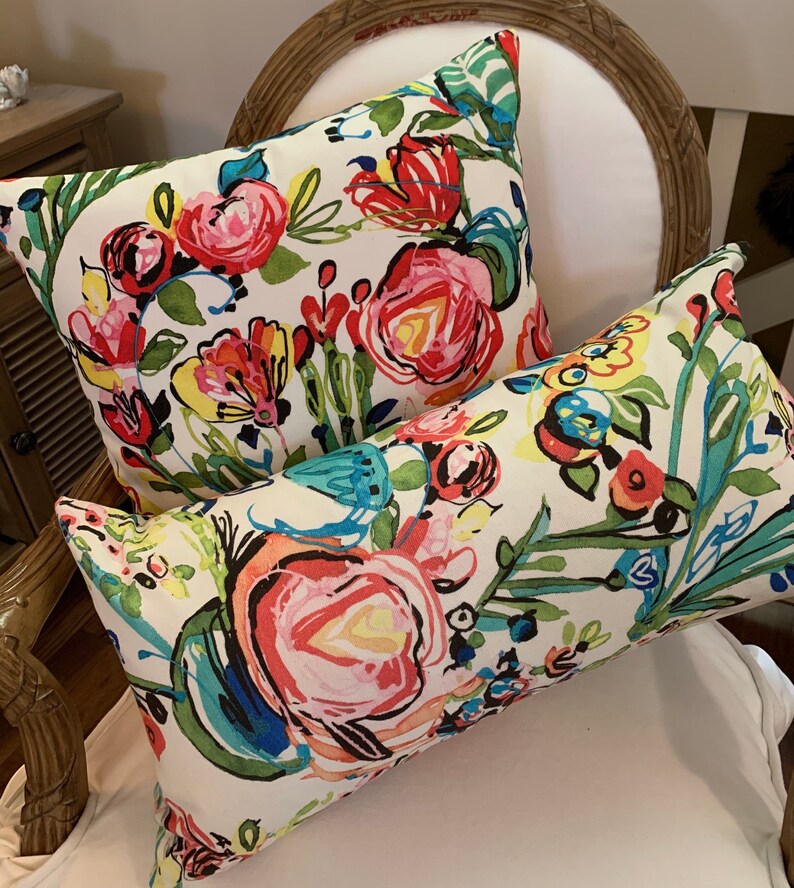 Whimsical Floral Accent Lumbar Pillow 14x26 Bedroom Pillow Etsy