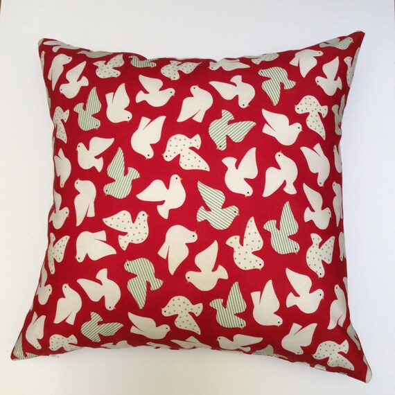 Decorative Designer White Doves On Red 18 X 18 Accent Pillow Etsy