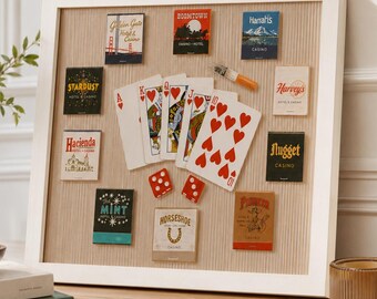 Vintage Matchbox Casino Wall Art Digital Download, Retro Gambling Decor, Eclectic Bar Art