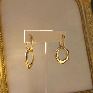 14K Gold Filled Oval Hoop Earrings: Sculptural Minimalist Huggies